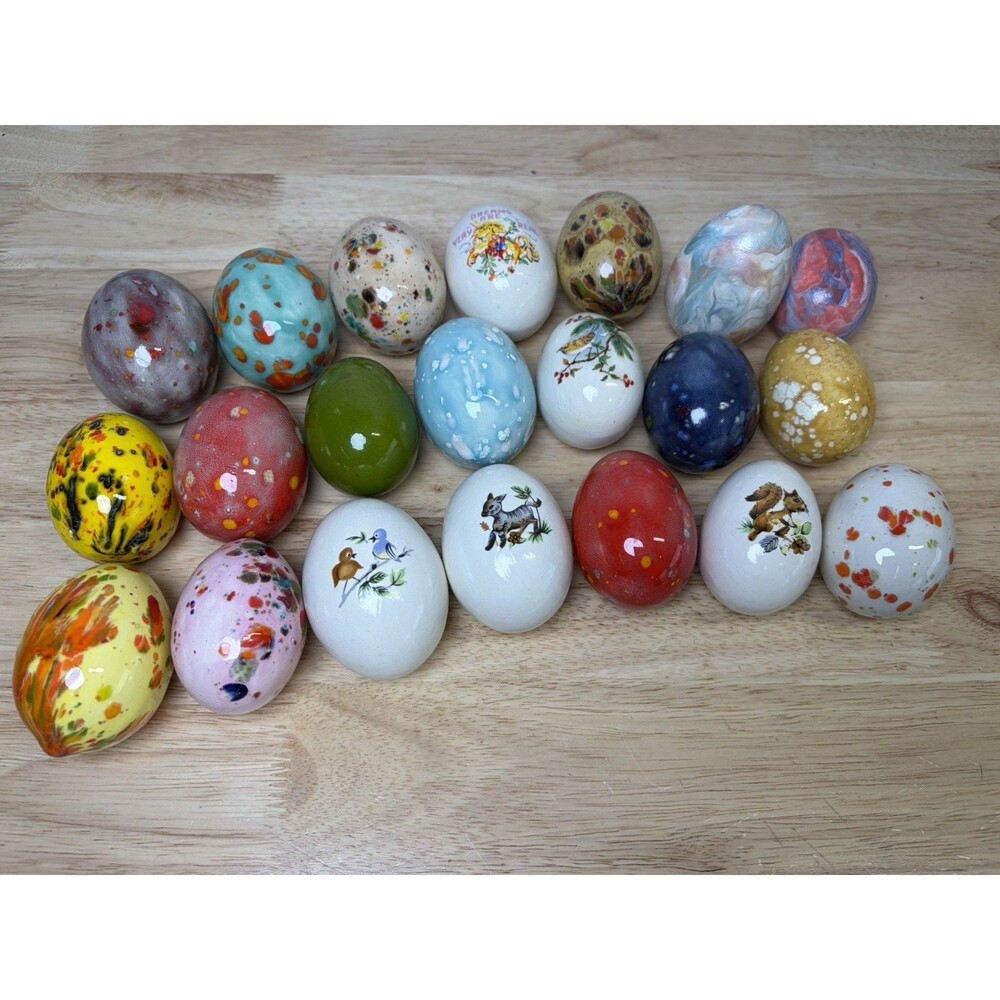 21 Porcelain Eggs Decorative Vintage Ceramic Easter Eggs
